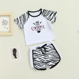Kleidung Sets Baby Mädchen Mode Kleidung Set Zebra Print T-Shirt T-Shirts Tops Kordelzug Shorts 18M-6Y Kinder Kinder Sommer Casual Outfit 2023