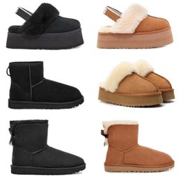Designer fluffy snow boots mini women winter australiasx platform ug boot fur slipper ankle wool shoes sheepskin real leather classic brand casual outside gs Daily