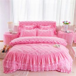 Bedding Sets Thickened Bed Skirt Set Of Four Solid Korean Lace 1.8m 1.5m 2m 2.2m Cover Wedding Sheet Quilt Pillow