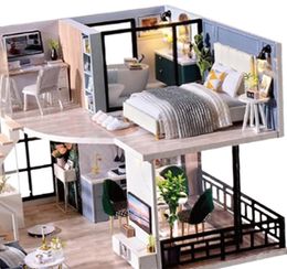 Cutebee DIY DollHouse Kit Wooden Doll Houses Miniature Dollhouse Furniture Kit With LED Toys For Birthday Gift L32 2207203110668