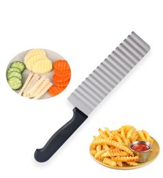 Potato French Fry Cutter Stainless Steel Serrated Blade Slicing Vegetable Fruits Slicer Wave Knife Chopper Kitchen Fruit Vegetable Tools Q741