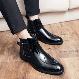 Western Boots for Men Black Zipper Ankle Boots cingulum Business Handmade Size 38-45 Mens Boots