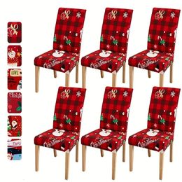 Chair Covers 4 6pcs Fabric Christmas chair covers dining room Tree Santa Claus Elk Dining Chair Add a Festive Touch to Your Home Decor 231116