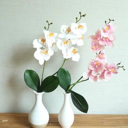 Decorative Flowers 1 Stem Silk Flower Artificial Moth Orchid 46cm Butterfly With Leaves For House Home Wedding Festival Decoration