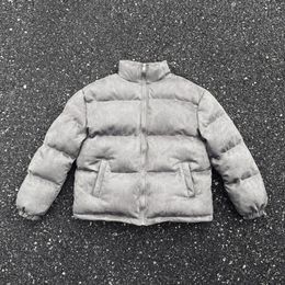 Men's Down Parkas Men Novelty Grey Suede Puffers Coats Jackets / Down Coats Vest Cotton Thicken Warm Winter US Size S-XL #677 231116