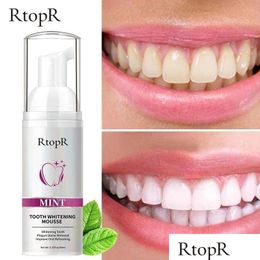 Teeth Whitening 60Ml Mint Teeth Whitening Mousse Removal Ar Remove Smoke Stains Dirt Brightening Clean Mouth Fresh Breath Drop Deliver Dhkzf