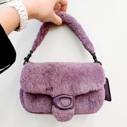 Womens Fuzzy Wool Luxury Designer Underarm Pillow Tabby bag fluffy winter mens Hobo Clutch Bags Cross Body Tote handbag shearling Purses flap Shoulder Bags 2301072D