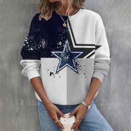Men's Hoodies Sweatshirts Star Print O Neck Casual Sweatshirt Women Long Sleeve Game Day American Football Graphic Oversized Tops 231116