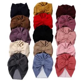 Caps Hats 10+ Colors Newborn Cute Cotton Beanie Hat Baby Girls Photography Props Turban Flower Bows Cap 3-24ML2402