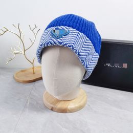 Fashion Designer hats P Luxury beanie Orange Blue Black Khaki Men's and women'sfall/winter thermal knit hat ski brand bonnet High Quality plaid Skull Hat warm cap