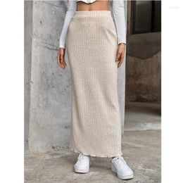 Skirts Solid Knitted Long Women Autumn Winter Fashion Korean A-line Casual Daily Simple All-match Female Straight Hip Wrap Skirt