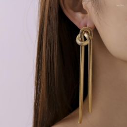 Stud Earrings Creative Snake Bone Chain Knotted Personalized Gold Plated Copper Tassel Fashion Female