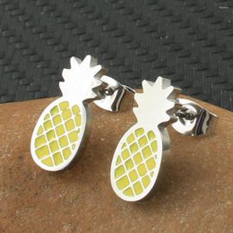 Stud Earrings Wholesale Fashion Pineapple Stainless Steel Jewelry For Woman & Girl Bijoux En Acier Inoxydable Femme EDNZATAE