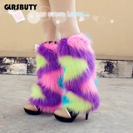 Gaiter Fur Leg Warmer Furry Warmers GLRSBUTY Girls Boot Cuff Plush Cover for Party Music Festival Night Club 231115