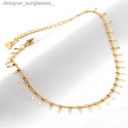 Anklets Simple Gold Colour Stainless Steel Anklets Bracelets Women Tassel Starfish Leg Chain Heart Tag Foot Jewellery Summer AccessoriesL231116