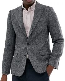 Mens Suits Blazers Suit Tweed Jacket Wool Herringbone Waistcoat Slim Fit Wedding Groomsmen For Casual Business Men Clothes 231116