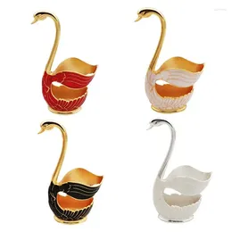 Dinnerware Sets Decorative Swan Base Holder Zinc Alloy Creative Set Shape Rack For Fork Spoon Dessert Cutlery Accessory