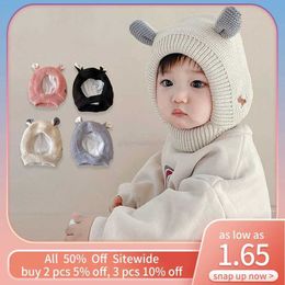 Caps Hats Winter Kids Ear Protection Hat Velvet Lining Newborn Earmuffs Cap Cute Ear Baby Warm Headgear Wool Children Ski Hooded BeaniesL2402