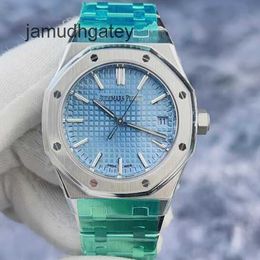 AP Swiss Luxury Watch Royal Oak Series 15550st Ice Blue Plate Precision Steel Automatic Mechanical Women's Watch 37mm Complete Set