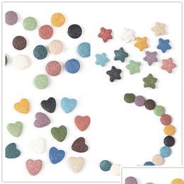 Charms Heart Circle Starfish Natural Lava Rock Stone Beads Diy Essential Oil Diffuser Pendants Jewellery Necklace Earrings Making Drop D Dhttu