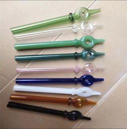 new Smoking Pipe Mini Hookah glass bongs Colorful Metal ShapeColored circular glass straight pipe