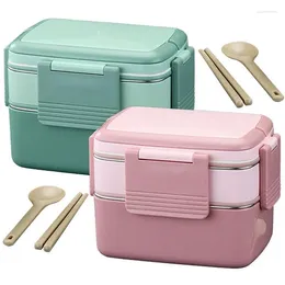 Dinnerware Stainless Steel Box Multifunctional Lunch Stackable Double Layer Container Picnic Salad Kitchen Items