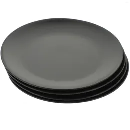 Dinnerware Sets 4 Pcs Black Dinner Plates Melamine Round Dish Appetizer Barbecue Outdoor Dinning Kitchen Set