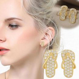 Stud Earrings 1pc Korean Fashion Flip Flops Ear Studs Earring For Women Stainless Steel Zircon Small Piercing Jewelry Gifts