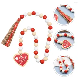 Garden Decorations Fringe Home Pendant Wooden Wall Hanging Bead Garland Beads Tassel Valentines Day