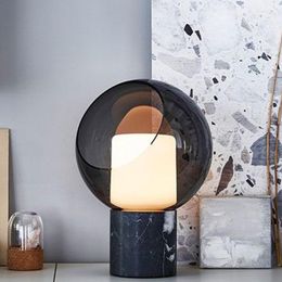 Table Lamps Nordic LED Marble Creative Home Decor Living Room Bedroom Smoke Gray Glass Simple Study Lighting Desk Lights