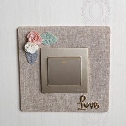 Wall Stickers Romantic Garden Flower Cloth Stick-free Single Protective Cover Light Switch Creative Wallpaper Room Decor