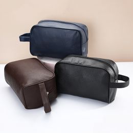Cosmetic Bags Cases Personalised Embroidery Simple PU Mens Portable Bag Customised LargeCapacity Handheld Toiletries Storage Souvenir 230520