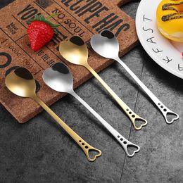 Spoons Tea Coffee Scoops Stainless Steel Love Heart Shaped Plated Dessert Cake Spoon Couple Wedding Party Gift Dinnerware