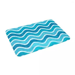 Carpets Blue Waves 24" X 16" Non Slip Absorbent Memory Foam Bath Mat For Home Decor/Kitchen/Entry/Indoor/Outdoor/Living Room
