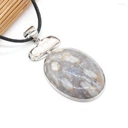 Pendant Necklaces Yachu Wholesale Natural Shell Grey Alloy Egg Necklace30x50mm For Jewelry MakingDIY Necklace Accessories Charm Gift Decor