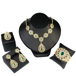 Wedding Jewelry Sets Sunspicems Algeria Morocco Bridal For Women Crystal Bijoux Indian Gold Color Bangle Ring Earring Necklace 231116