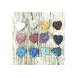 Charms Mti-Colored 20Mm Heart Shape Natural Lava Rock Stone Beads Diy Essential Oil Diffuser Pendants Jewelry Necklace Earri Dhgarden Dh80B