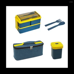 Dinnerware Double Layer Portable Lunch Box For Kids With Fork And Spoon Microwave Bento Boxes Set Storage Container