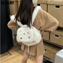 School Bags Fashion Heart Diamond Highcapacity Fluffy Backpack Streetwear Schoolbag Y2k Aesthetic Student Sweet Casual 231116