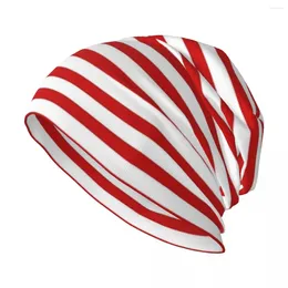 Berets Red And White Stripes Knit Hat Christmas Tea Hats Uv Protection Solar Hip Hop Ladies Men's