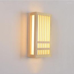 Wall Lamps Japanese Solid Wood Lamp Interior Lighting Fixtures Acrylic Rectangular Simple Bedside Light For Bedroom Living Room