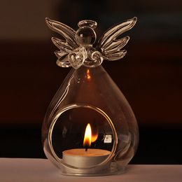 crystal glass wall hanging tealight angel candle holders for wedding dining table decor