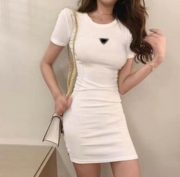 Woman Clothing Casual Short Sleeve Summer Womens Dress Camisole Skirt Outwear Slim Style with Budge Designer Lady Sexy Dresses A022