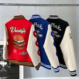 Men's Jackets Oversized Vandythepink Jackets for Men Women 1 1 Quality Towel Embroidered Vintage Leather Sleeve Baseball Jackets 231116