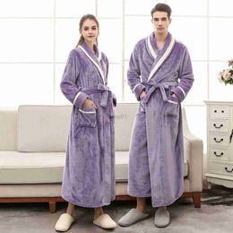 Women's Sleep Lounge Unisex Long Coral Fleece Bathrobe Kimono Winter Warm Flannel Bath Robe Cozy Robes Night Sleepwear Nightgown Homewear zln231116