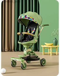 Strollers# Baby Stoller Can Lie and Sit 0-3 Years Old High Landscape Light and Foldable Two-way Baby Stroller Carry on Travel Stroller Q231116