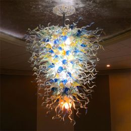 Modern LED Pendant Lamps Hand Blown Glass Chandelier Long Colorful Art Ceiling Lights for House Decoration Living Room 32 by 48 Inches