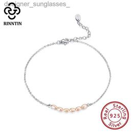 Anklets Rinntin 925 Sterling Silver Anklet Round She Design Pink White Fresh Water Pearl For Grils Daliy Dating Wedding TSA02L231116