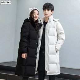 Men's Jackets S-3xl Mens White Duck Down Jacket Winter Male Coats Zipper Long Style Solid Hooded Thicken Windproof Outerwear Clothes Hy169 231116