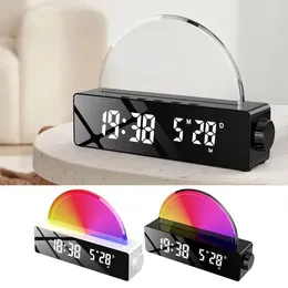 Table Clocks Wake Up Sunrise Clock Digital Alarm Light Sleep For Heavy Sleepers With Calendar Home